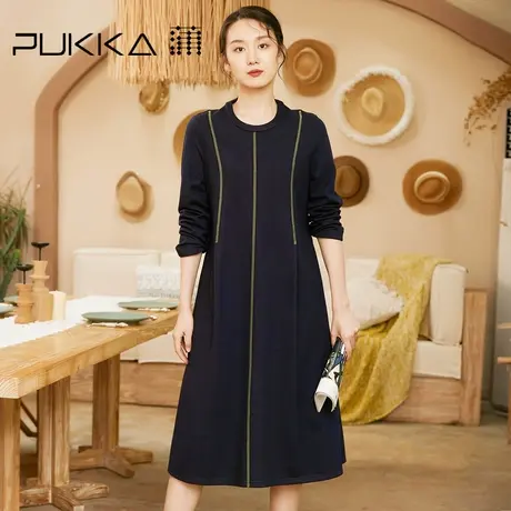 蒲PUKKA 商场同款女装羊毛连衣裙冬装新款设计感裙子商品大图