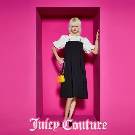 Juicy Couture橘滋女装新款自由畅想撞色假两件标女连衣裙图片