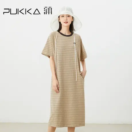 蒲PUKKA 复古条纹连衣裙女2023夏季新品宽松慵懒设计感纯棉休闲裙图片