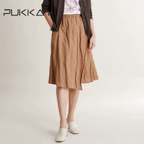 Pukka蒲牌商场同款女装半身裙2022春装新款优雅中长裙半裙图片