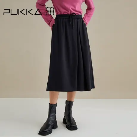 蒲PUKKA 半身裙棉质宽松系带针织半裙女秋季商场同款图片