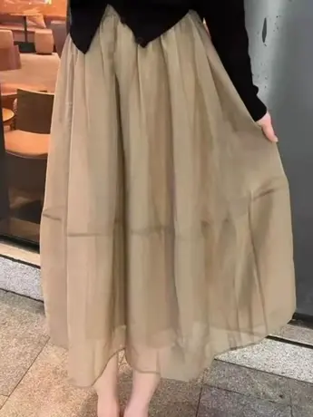 半身裙女夏2022新款女装韩版时尚洋气高腰显瘦中长款气质A字裙子商品大图