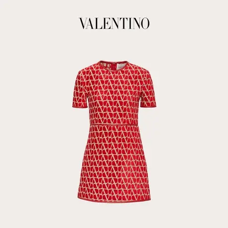 【季末优惠】华伦天奴VALENTINO女士ROSSO红V标志短款连衣裙商品大图