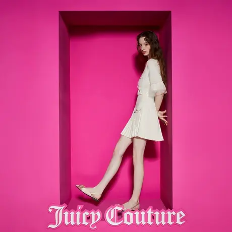 Juicy Couture橘滋新款可爱奶昔金扣百褶半截裙图片