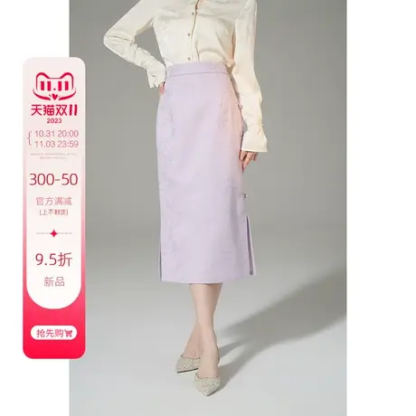 韩语琳高腰半身裙女2023新款秋冬季高级感修身显瘦法式中长款裙子图片