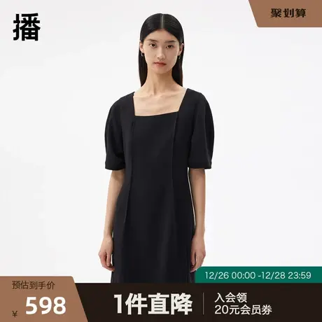 播连衣裙2023秋商场同款优雅方领立体泡泡袖女BDQ3LD0525图片