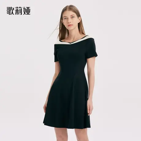 歌莉娅短袖连衣裙女秋季新款设计感气质通勤显瘦V领裙子1A7R4H0R0图片