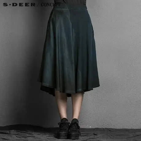 【上新】sdeer圣迪奥中长款艺文晕染休闲半身长裙S15381136图片