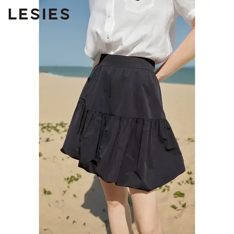 LESIES蓝色倾情夏季新款女装时尚收腰蓬蓬公主裙学院风短款半身裙图片