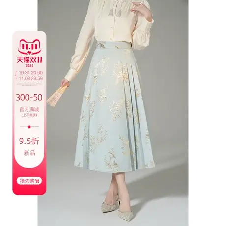 韩语琳新中式轻国风马面裙半身裙女2023新款秋冬季高级感高腰裙子商品大图