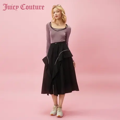 Juicy Couture橘滋2024早春日穿搭新款女装金属牌不对称半截裙商品大图