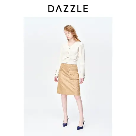 DAZZLE地素奥莱23春季新款中式复古提花工装元素A字中裙半身裙图片