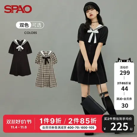 SPAO女士连衣裙夏季新款时尚潮流梭织格纹短裙SPOWB25I01图片