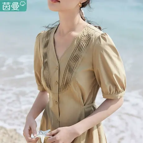 茵曼棉麻文艺范原创女装清纯连衣裙遮肚子减龄小众夏季新款2024图片