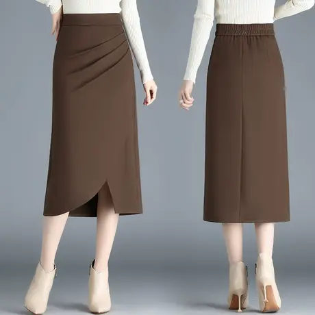 设计感半身裙包臀裙女春季2023新款显瘦高腰通勤一步裙中长直筒裙商品大图