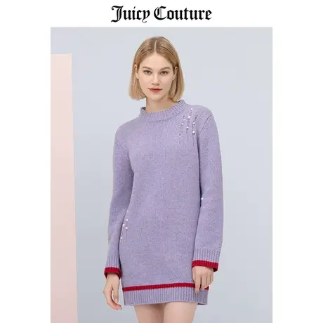 Juicy Couture橘滋春季新款针织连衣裙珍珠装饰气质毛衣裙女图片