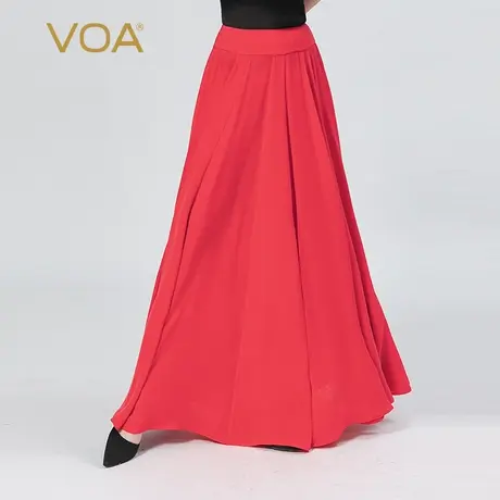 VOA真丝重磅30姆米梦想红双层乔其撞料拼接大摆A字桑蚕丝半身裙商品大图