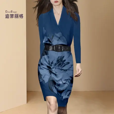 迪菲丽格秋装2023年新款女神范气质连衣裙欧美高端中长款直筒裙子图片