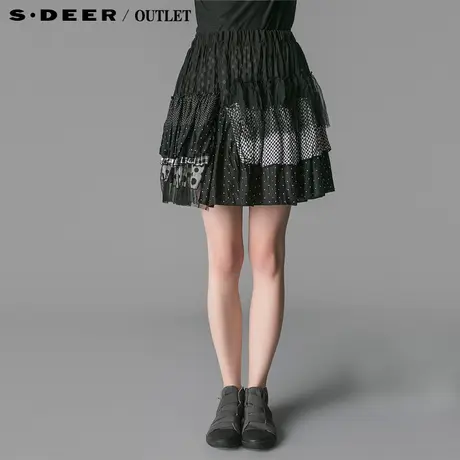 【上新】圣迪奥 sdeer 专柜正品 女装搭片拼接半身裙3281340图片