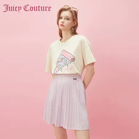Juicy Couture橘滋2024早春穿搭新款金属牌珠片针织百褶半截短裙商品大图
