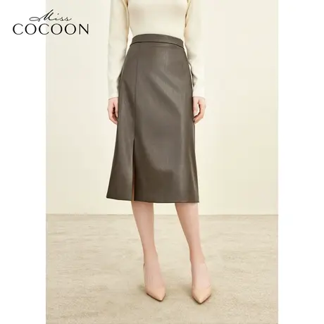 missCOCOON浪漫复古侧开叉设计2023冬装新款女优雅气质高腰半裙图片