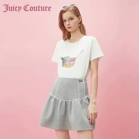 Juicy Couture橘滋2024早春穿搭新款金属牌华夫格运动半截短裙图片