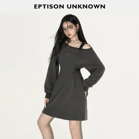 EPTISON连衣裙女2024春季新款气质收腰斜肩小个子高级感休闲裙子图片