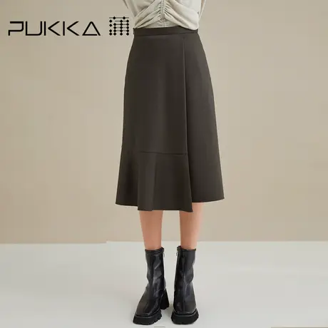 蒲PUKKA a字半身裙女秋装新款宽松不规则设计感显瘦中长款裙子图片