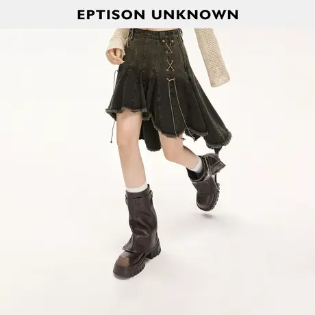 EPTISON牛仔半身裙女2024春季新款复古高级感美式辣妹小个子短裙图片