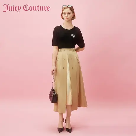 Juicy Couture橘滋2024早春日穿搭新款风琴女装扣百褶拼接半截裙商品大图