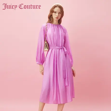 Juicy Couture橘滋2024早春日装穿搭新款刺绣系腰带气质连衣裙子图片