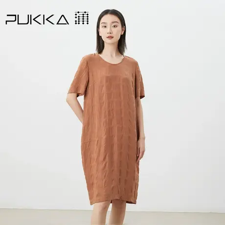 蒲PUKKA 原创设计女装2023夏季新品凉感文艺舒适茧型连衣裙图片