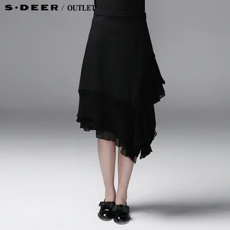 sdeer圣迪奥专柜正品女装纯色不规则摆长裙3381172图片