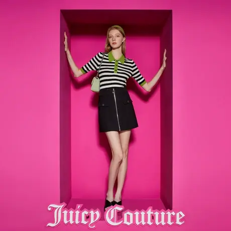 Juicy Couture橘滋女装新款甜飒直开拉链A字半裙图片
