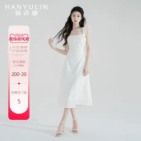 韩语琳法式连衣裙女夏季2024新款爆款漂亮气质显瘦高级感白色裙子商品大图