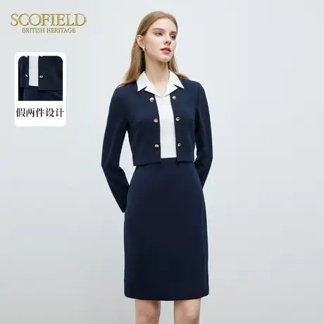 Scofield女装英伦商务通勤显瘦中长款优雅收腰连衣裙2024春季新款图片