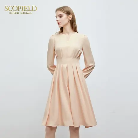 Scofield女装优雅V领气质通勤显瘦垂坠感长袖连衣裙2024春季新款图片