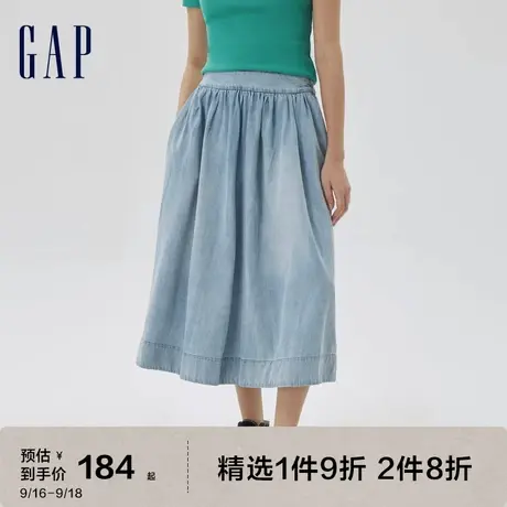 Gap女装秋季新款气质牛仔A字裙半身长裙601864美式复古伞裙图片