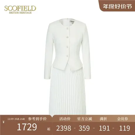 【小香风】Scofield女装圆领修饰显瘦百褶裙连衣裙2024春季新款图片