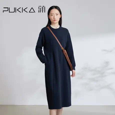 蒲PUKKA 定制肌理空气层棉针织连衣裙女2023秋装新品商品大图