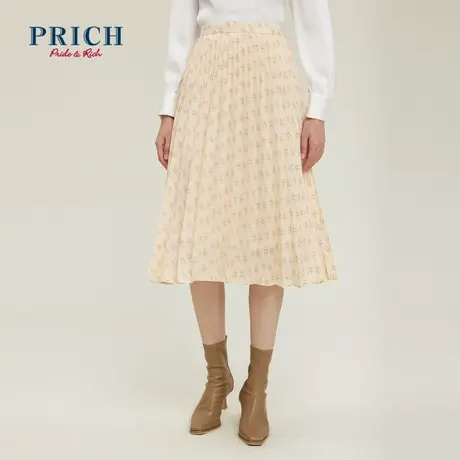 PRICH商场同款半身裙新品秋冬新款变形褶皱百褶垂感灵动裙子女商品大图