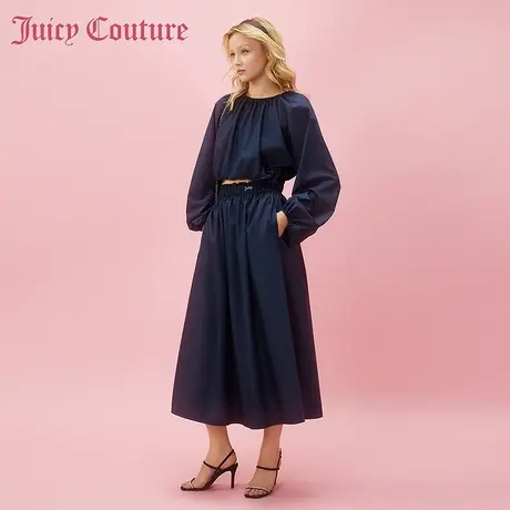 Juicy Couture橘滋2024早春穿搭新款金属牌花边松紧腰半截裙子商品大图