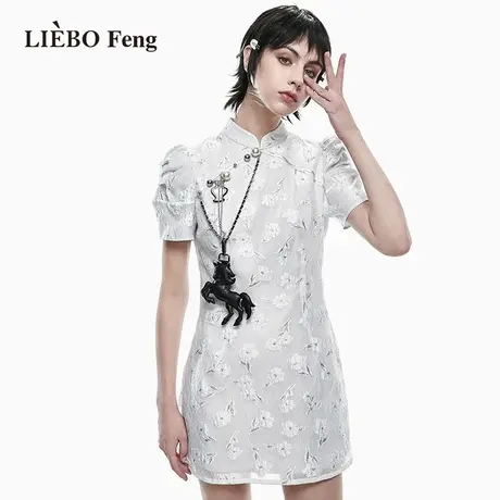 裂帛LIEBOFeng2023年国风新中式改良旗袍小白裙显高泡泡袖连衣裙图片