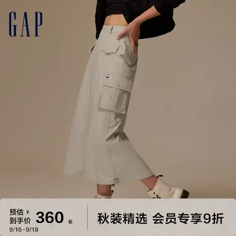 Gap女装秋季2023新款户外高腰直筒廓形半身裙773255露营休闲裙图片