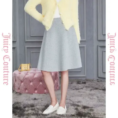 Juicy Couture橘滋2023新款俏皮雪绒花羊毛双面呢女式半身短裙子图片
