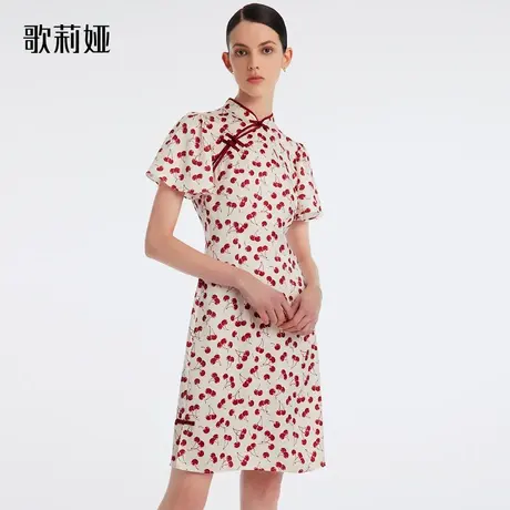 歌莉娅旗袍连衣裙新中式国风夏装女显瘦红色小个子气质1B5R4K09B图片