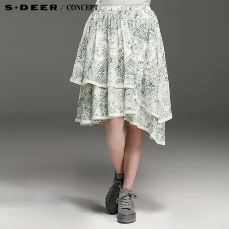 【上新】sdeer圣迪奥专柜正品女装夏镶边层叠摆半裙3281155商品大图