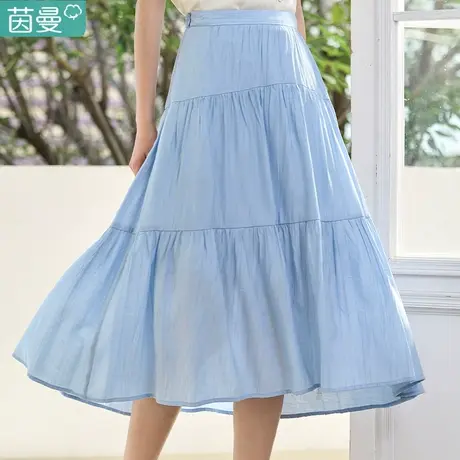 茵曼旗舰店法式半身裙女2023夏季新款高腰显瘦设计感a字蛋糕裙图片