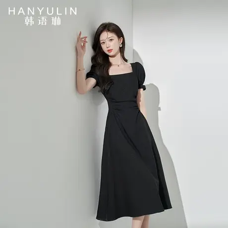韩语琳法式连衣裙女夏季2023新款收腰显瘦漂亮气质高级感长款裙子图片