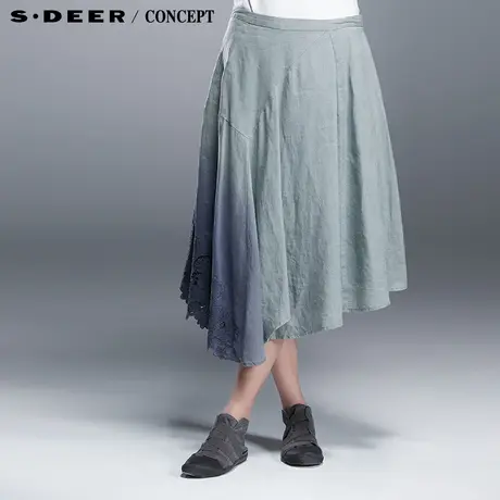 sdeer圣迪奥2014新款女装夏装镂花不规则摆半身长裙子3281162商品大图